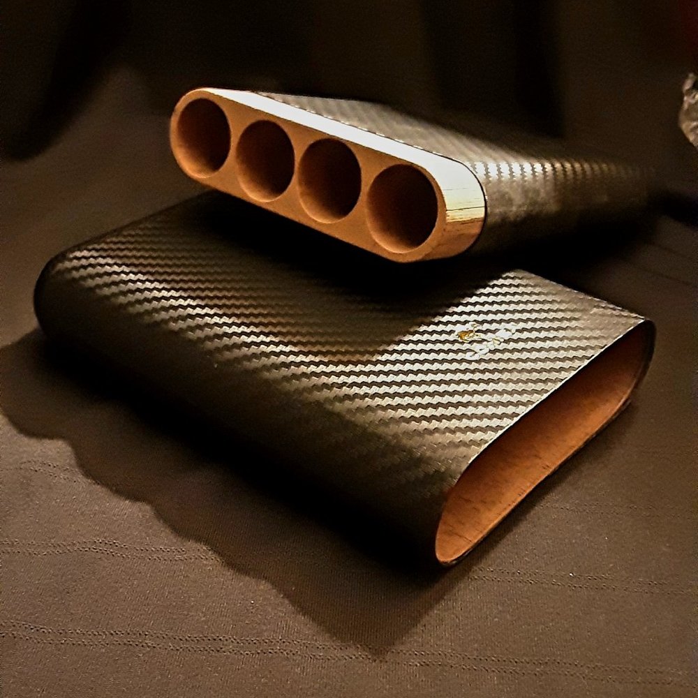 Cohiba Carbon Fiber Leather Cigar Travel Case - Elegant & Durable